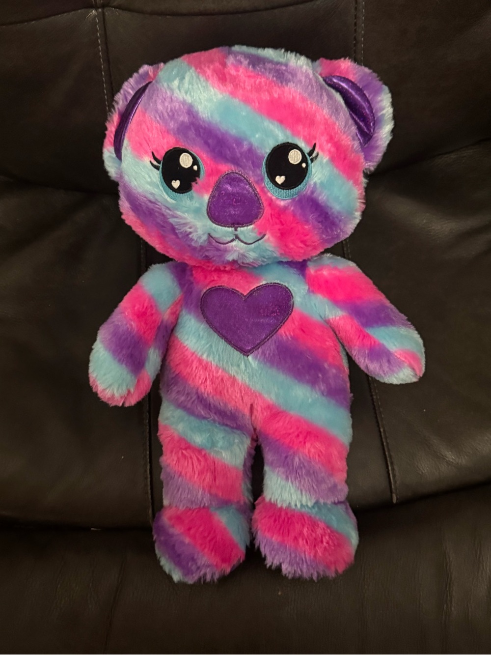 Build-A-Bear Koala Plush Rainbow Tie Dye Heart 16" Pink Purple Stuffed Animal